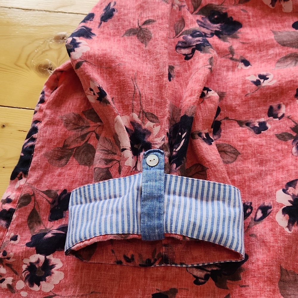 John Mark Tunic Top Women Size 1X Linen V Neck Button Cottagecore Hippie Boho - Picture 7 of 17